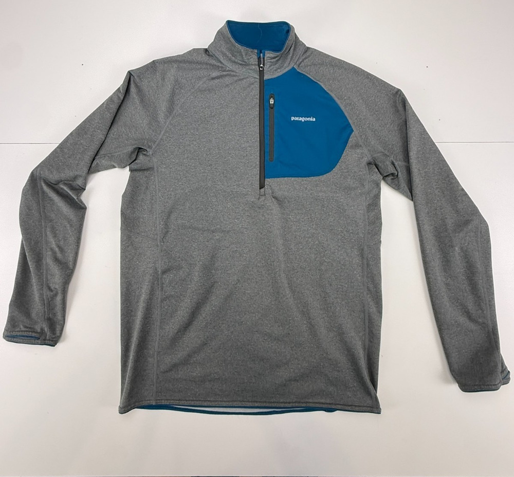 Patagonia Mens M Gray Blue 1/4 Zip Pullover Technical Running Shirt STY24225